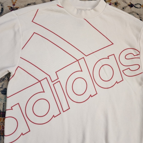 Adidas Womens White Mauve Oversized Pullover Sweatshirt lightweight Top, sz SZ - Picture 6 of 14